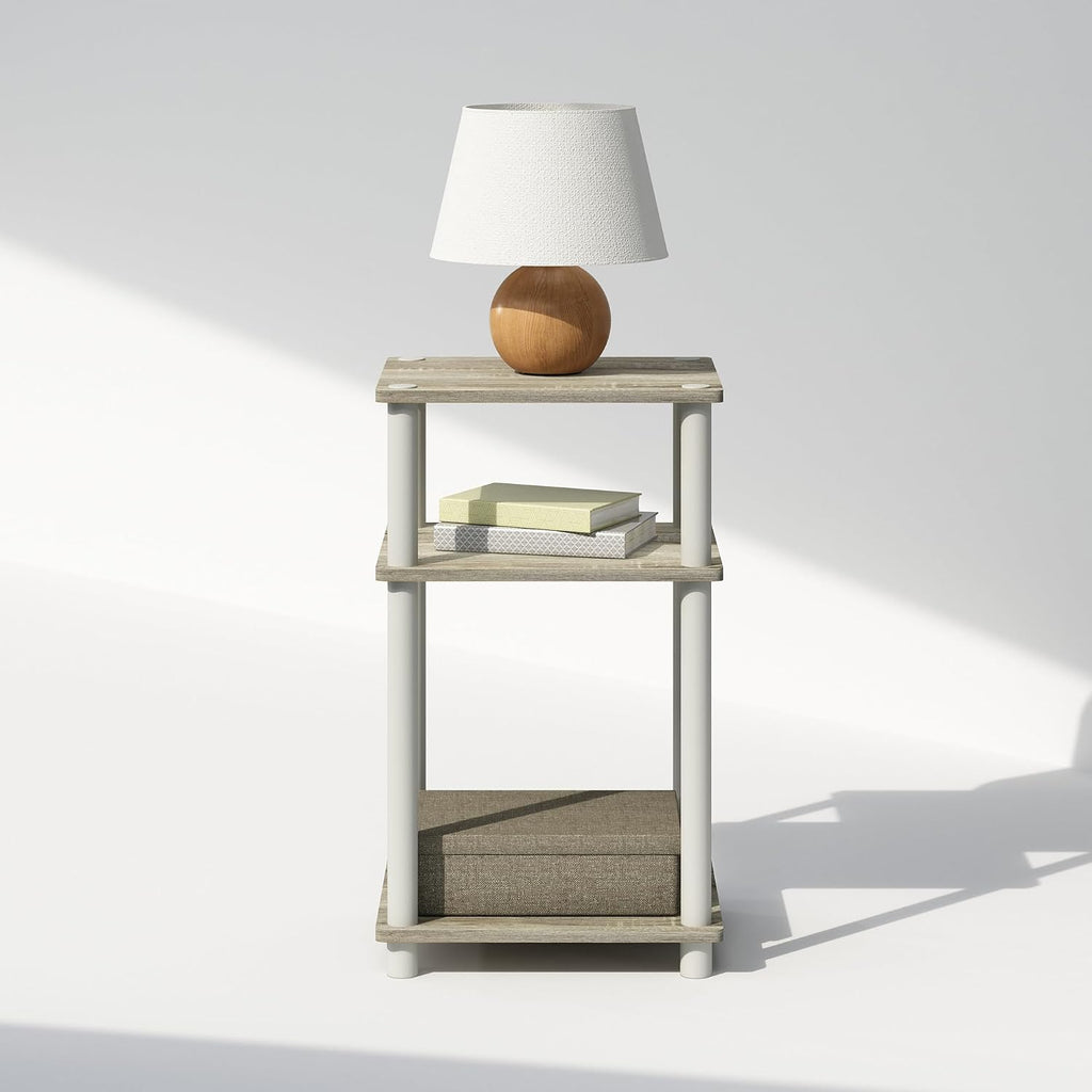 Turn-N-Tube 3-Tier Night Stand with Open Storage, Light Oak