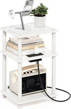 Just 3-Tier Charging Station Side Table, End Table, Plain White
