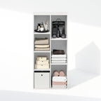 Reed Closet Organizers and Storage, 7-Cube Closet Organizer, Open Shelf Closet Storage, for Wardrobe, Bedroom, Living Room, White
