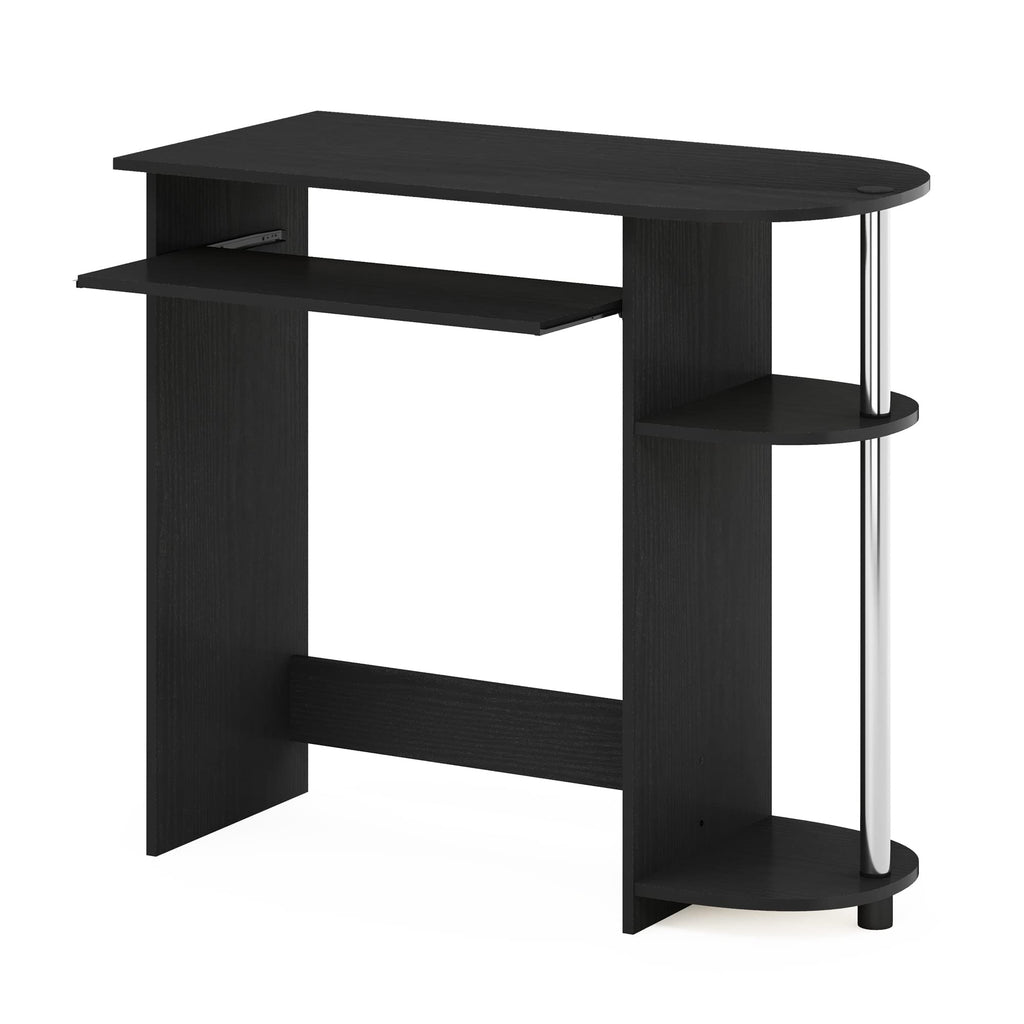 Simplistic Easy Assembly Computer Desk, With Keyboard Tray, Dark Brown/Black