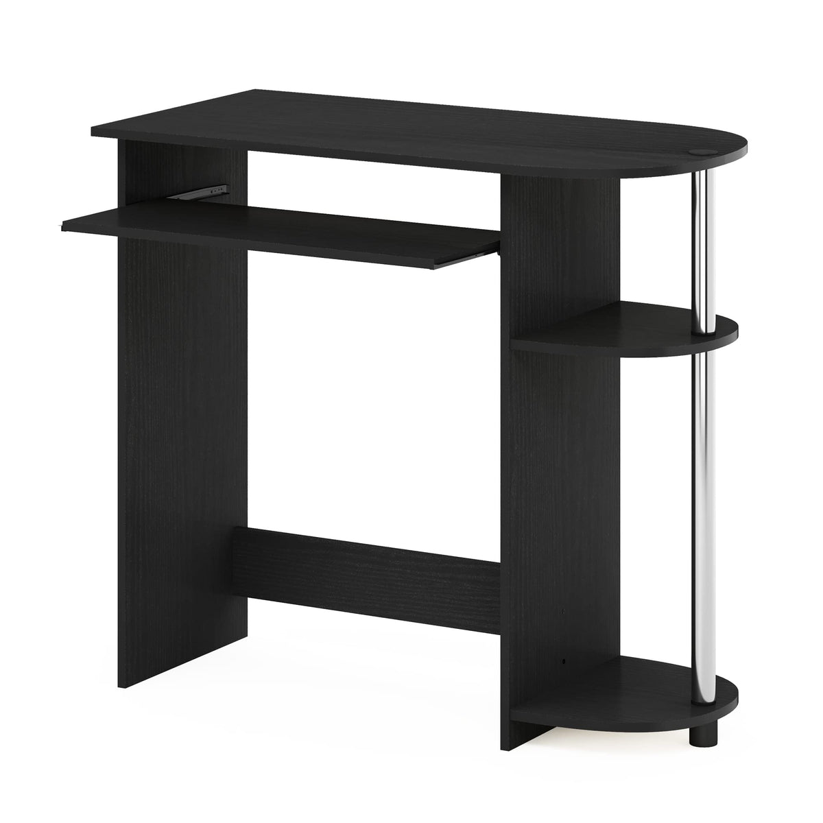 Simplistic Easy Assembly Computer Desk, With Keyboard Tray, Dark Brown/Black