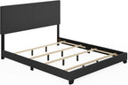 PESSAC PU Leather Upholstery Bed Frame, Cal King Size, Black