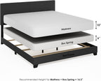 PESSAC PU Leather Upholstery Bed Frame, Cal King Size, Black