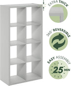 Cubicle Open Back Decorative Cube Storage Organizer, 8-Cube, Light Grey