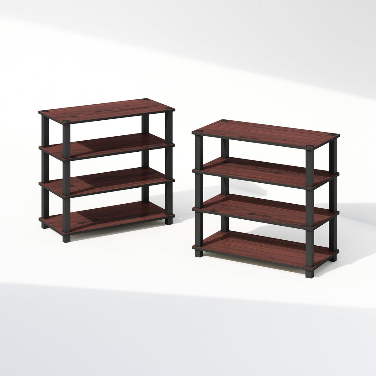 99152BE/WH/IV 3-Tier Go Green Multipurpose Storage Rack Shelving Unit Bookshelf Cabinet with 2 Bins, Beech Finish