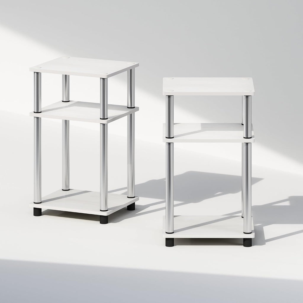 JUST Set of 2 Toolless 3-Tier Night Stand, White Oak