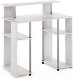Jaya Simple Design Computer Writing Desk, White Oak/Stainless Steel