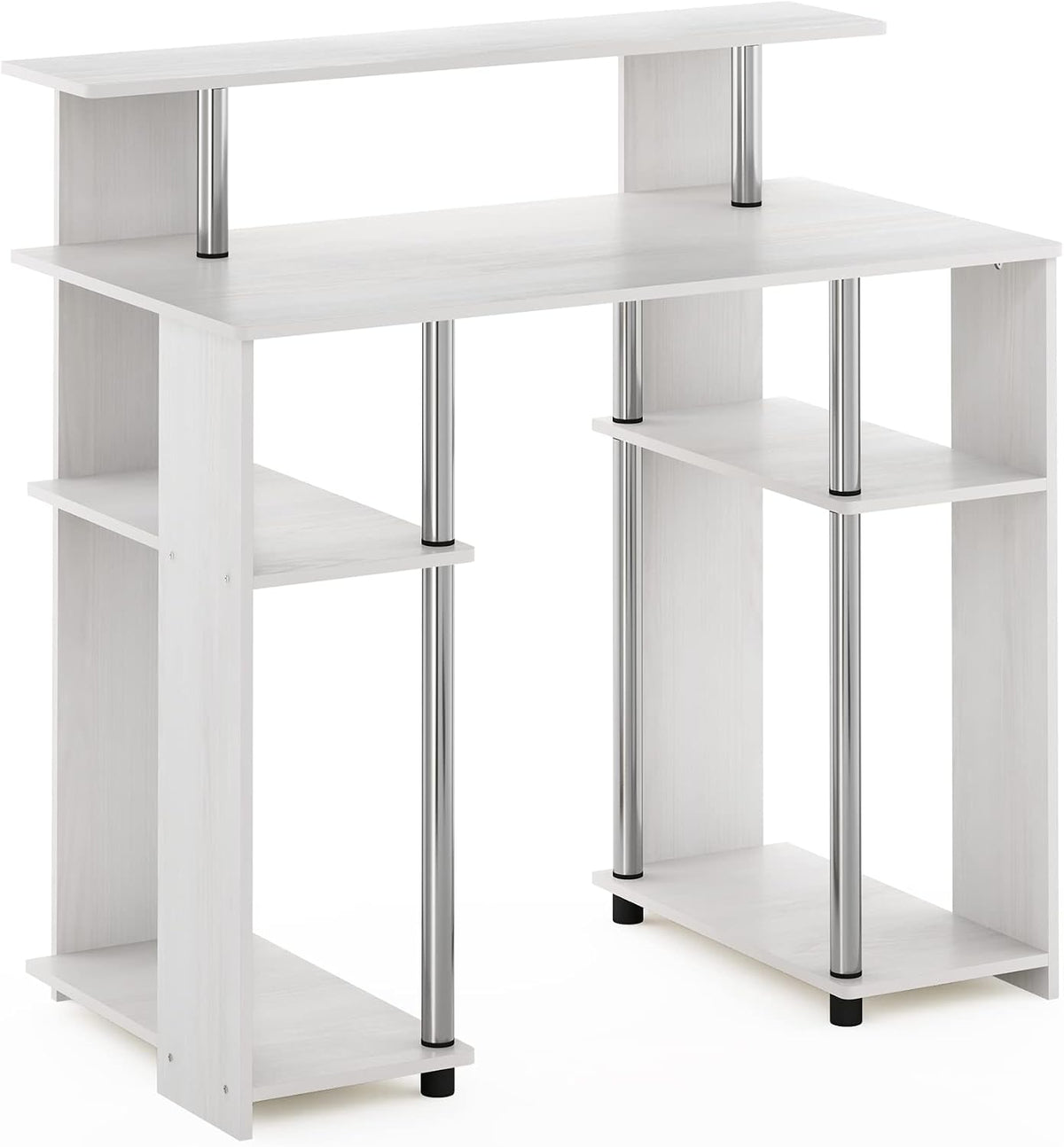 Jaya Simple Design Computer Writing Desk, White Oak/Stainless Steel