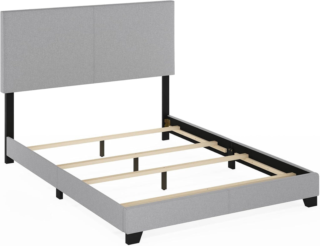 PESSAC Fabric Upholstered Bed Frame, Queen Size, Glacier
