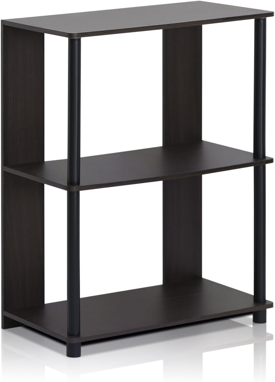 JAYA Simple Design 3-Tier Bookcase / Bookshelf / Display Rack, Plastic Tubes, Walnut