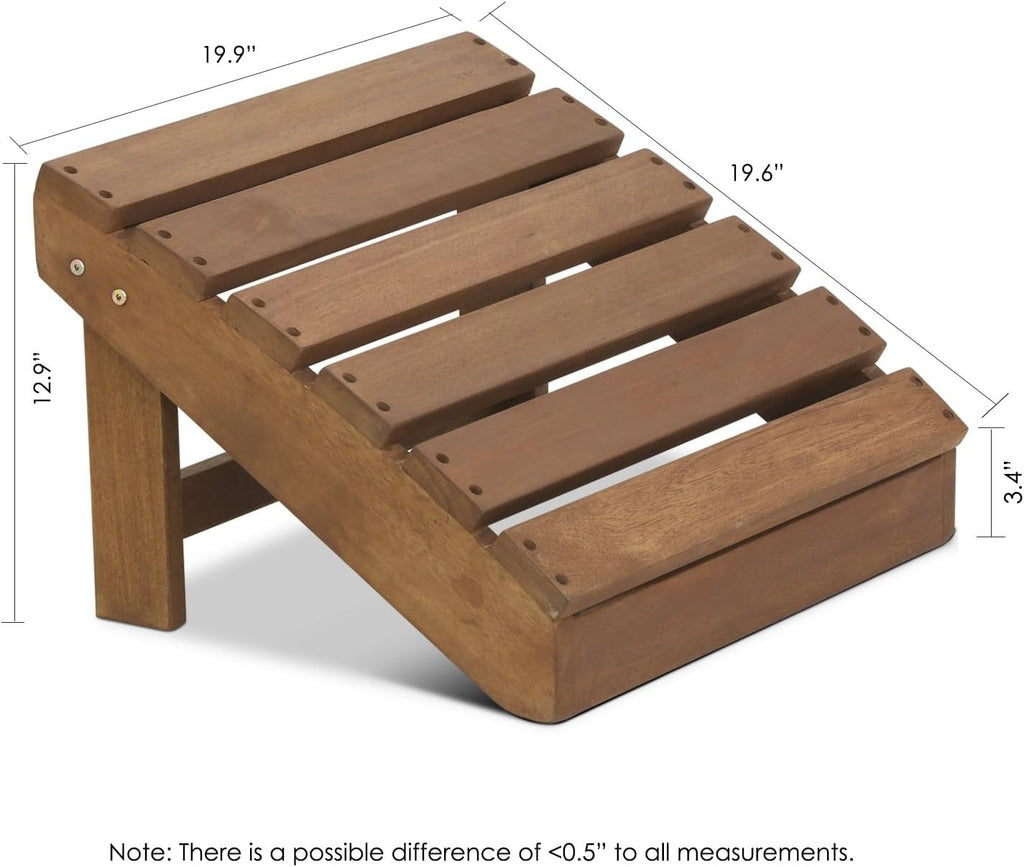 Outdoor Footstool, Adirondack Foot Stool, Vanity Stool, in Teak Oil, for Patio, Garden, Porch, Natural