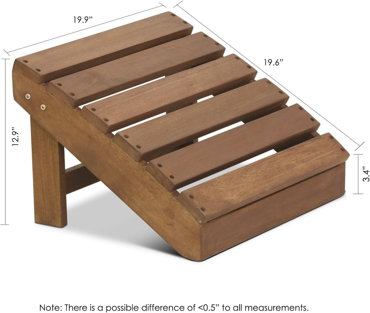 Outdoor Footstool, Adirondack Foot Stool, Vanity Stool, in Teak Oil, for Patio, Garden, Porch, Natural