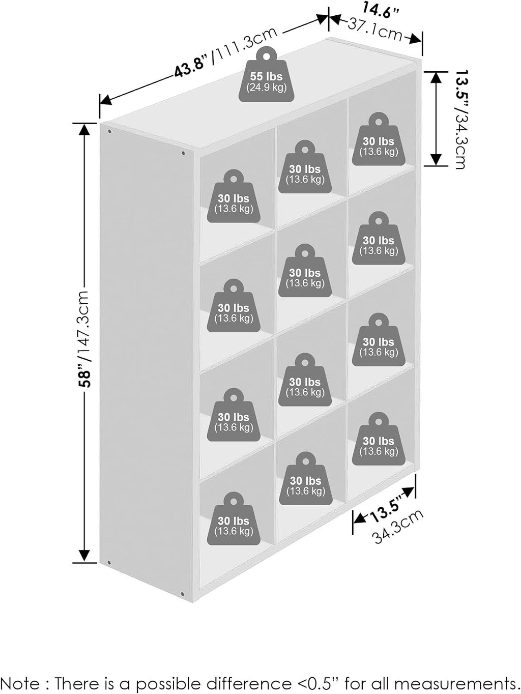 Cubic Extra Thick 12-Cube Closet Organizers and Storage, White
