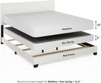 PESSAC PU Leather Upholstery Bed Frame, Cal King Size, White