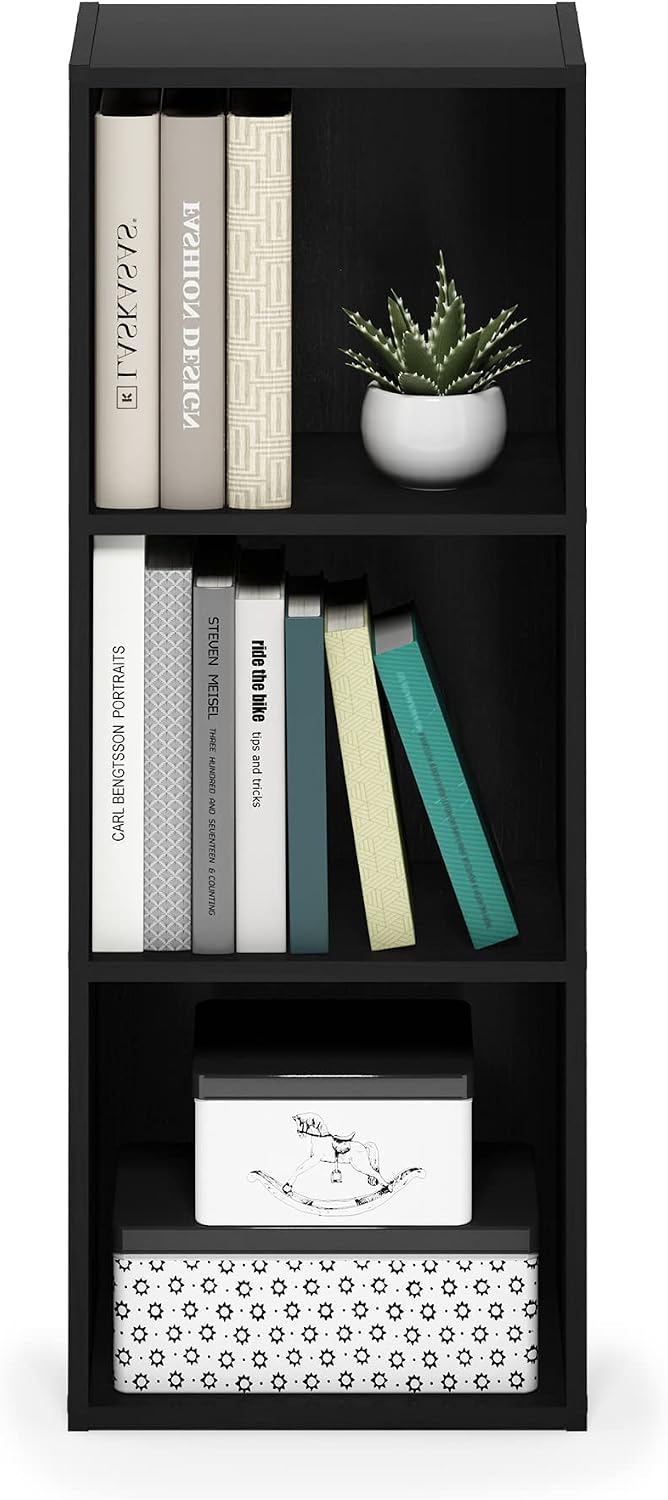 Pasir 3-Tier No Tool Assembly Open Shelf Bookcase, Blackwood