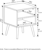 Claude Mid Century Style Nightstand with Wood Legs, 15.55 (D) x 15.55 (W) x 20.16 (H) inches, French Oak Grey