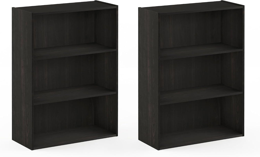 PASIR Set of 2 3-Tier Book Shelf, Dark Espresso