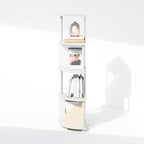 Basic Book Shelf, 4-Tier Bookshelf, Bookcase with Zigzag Corner Shelf, 14.2 x 14.2 x 57.7, for Living Room, Bedroom, Home Office, White/White