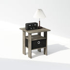 TIDUR 3-Tier Night Stand, Nightstand with Storage Bin, French Oak