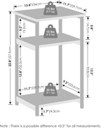 Simplistic Night Stand Set of 2, 3-Tier Open Shelf Design Nightstand with Metal Frame, Bedside Table, End Table, Side Table, for Bedroom, Closet, White
