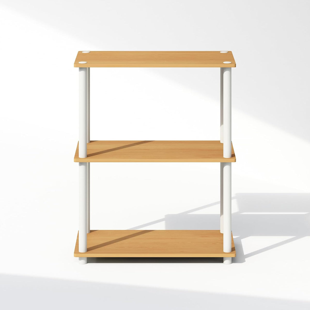 Turn-N-Tube Book Shelf, 3-Tier Bookshelf, Bookcase with Multipurpose Compact Display Rack, 11.6 x 23.6 x 29.6, for Living Room, Bedroom, Home Office, Beech