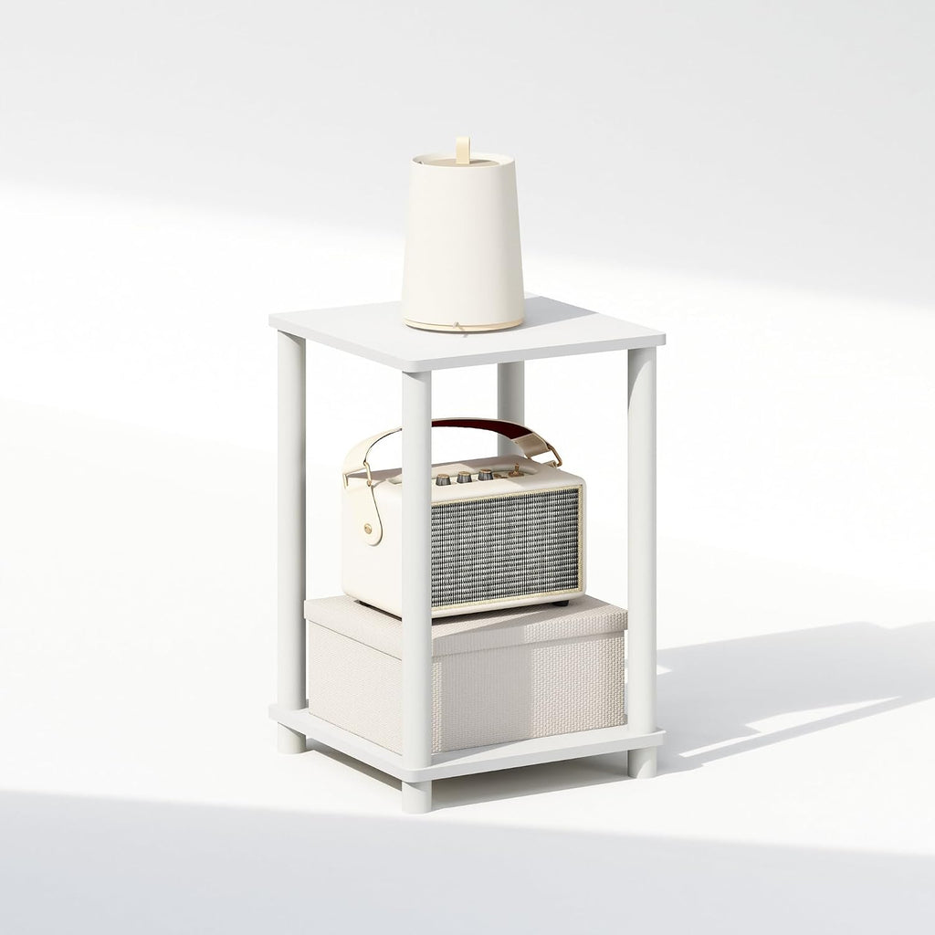Turn-N-Tube Toolless 2-Tier Open Shelf Night Stand, White