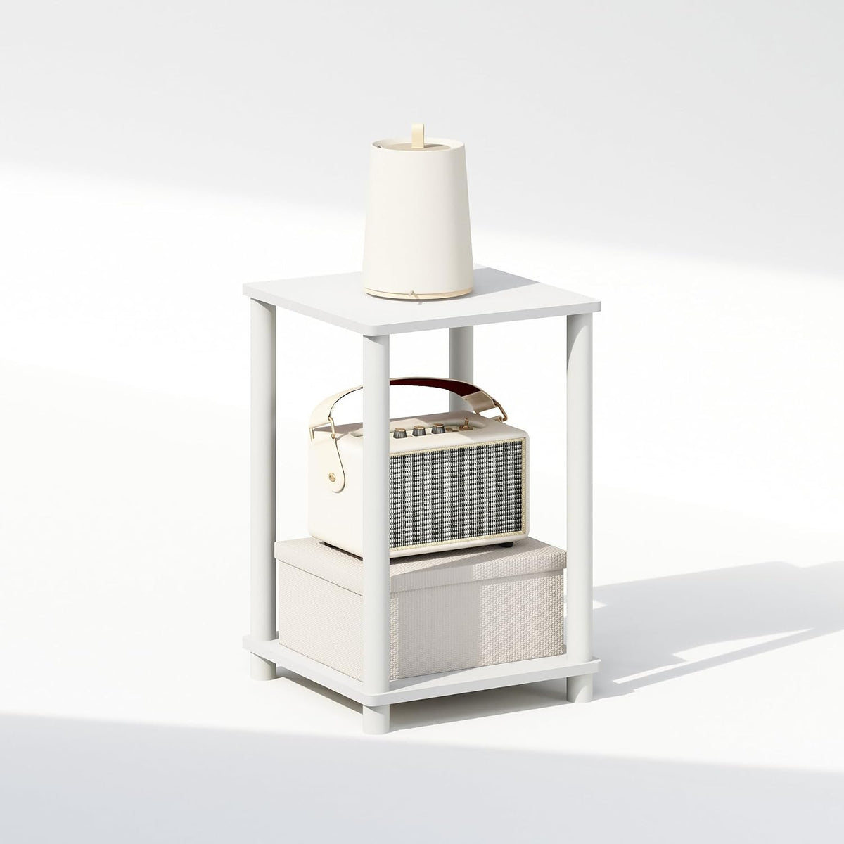 Turn-N-Tube Toolless 2-Tier Open Shelf Night Stand, White