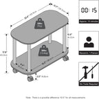 Turn-N-Tube Night Stand, 2-Tier Oval Nightstand with Wheels, Round Corner Side Table, End Table with Open Shelf, Toolless Assembly, for Living Room, Bedroom, Espresso