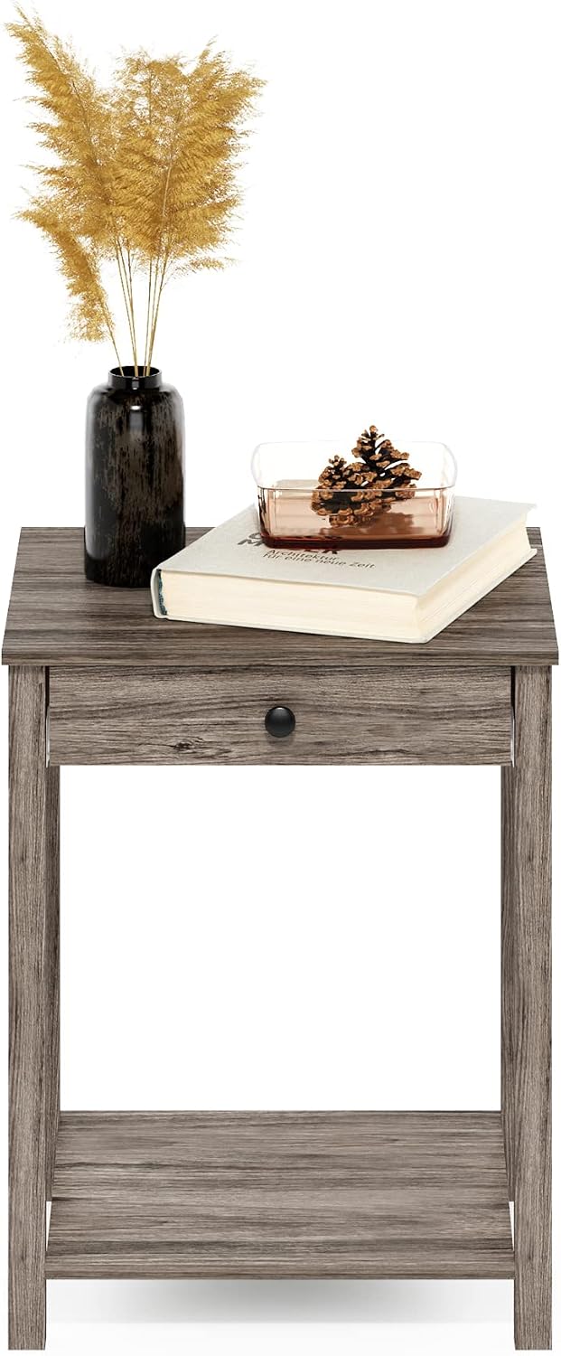 Classic Side Table with Drawer, 1 Pack, Rustic Oak