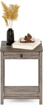 Classic Side Table with Drawer, 1 Pack, Rustic Oak
