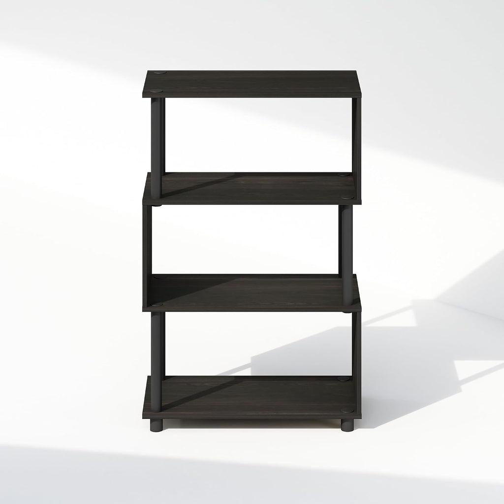 Reed 4-Tier Geometric Book Shelf with Open Shelf, Espresso