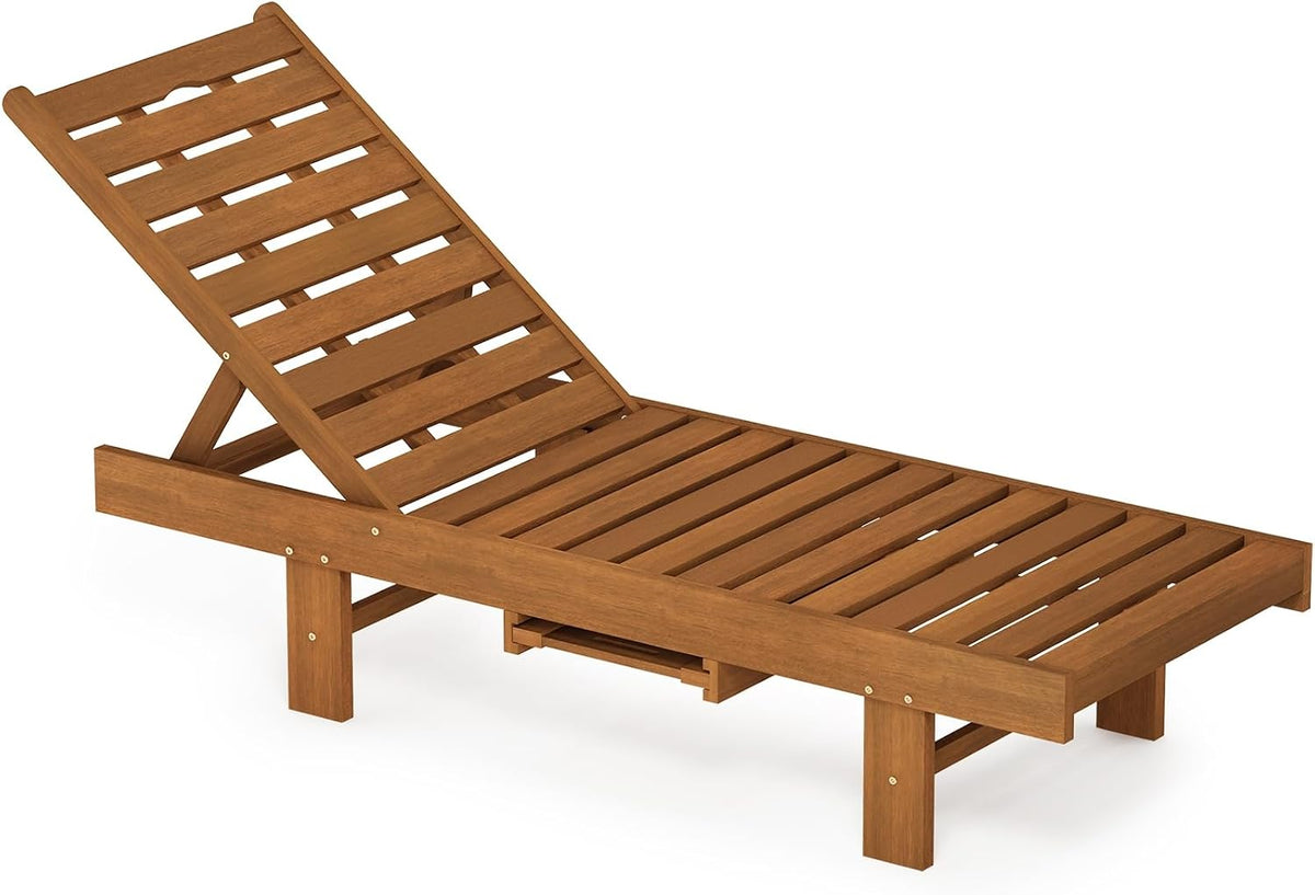 Tioman Slatted Hardwood Outdoor Sun Lounger, Light Wood