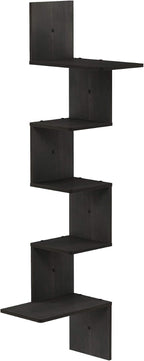 Rossi 5-Tier Corner Floating Shelves for Wall, Espresso