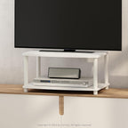 Turn-N-Tube TV Riser Stand, 2-Tier Small Elevated No Tools TV Stand, Console for TV up to 32 inch, 15.8 x 23.8 x 11, for Living Room, Bedroom, White