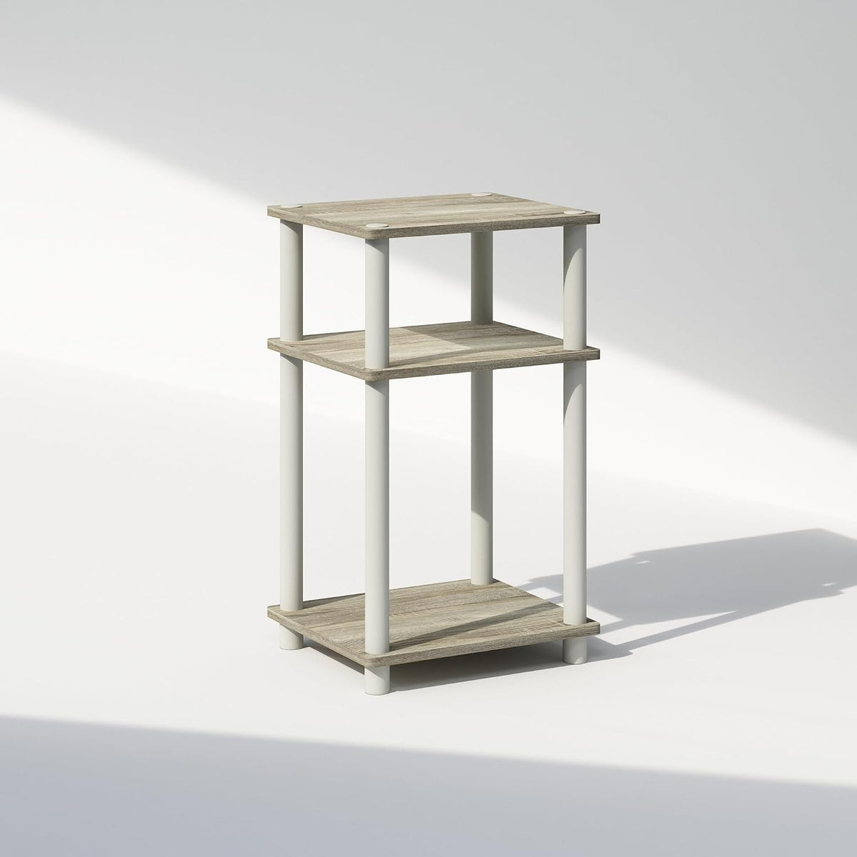 JUST Toolless 3-Tier Night Stand, Open Storage, Sonoma Oak