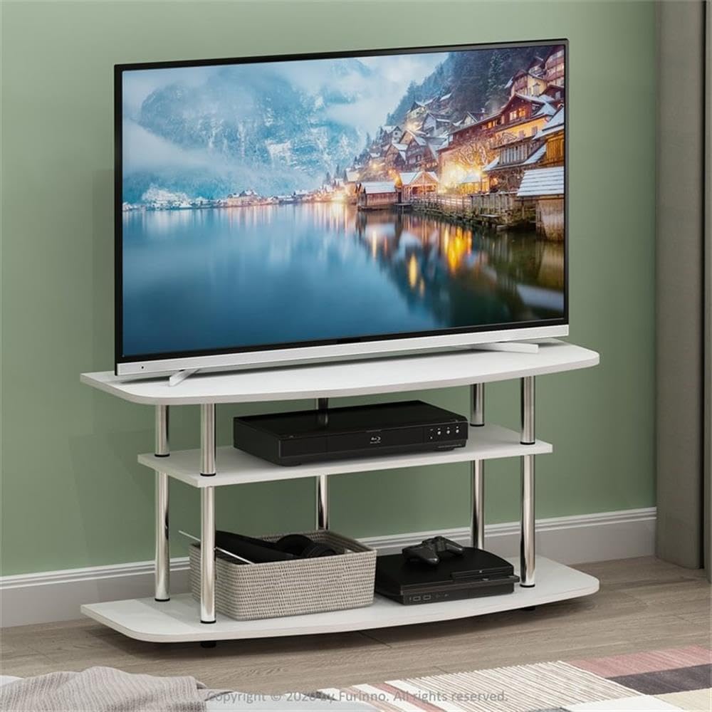 Frans Turn-N-Tube TV Stand for TV Size up to 43 Inch, 3-Tier, White Oak