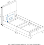PESSAC Bed Frame, Twin Size Bedframe with PU Leather Upholstery Headboard, Bed with Legs, Wooden Slat Support, Easy Assembly, for Bedroom, Dorm, Plain White
