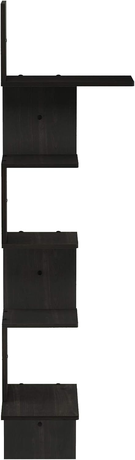 Rossi 5-Tier Corner Floating Shelves for Wall, Espresso