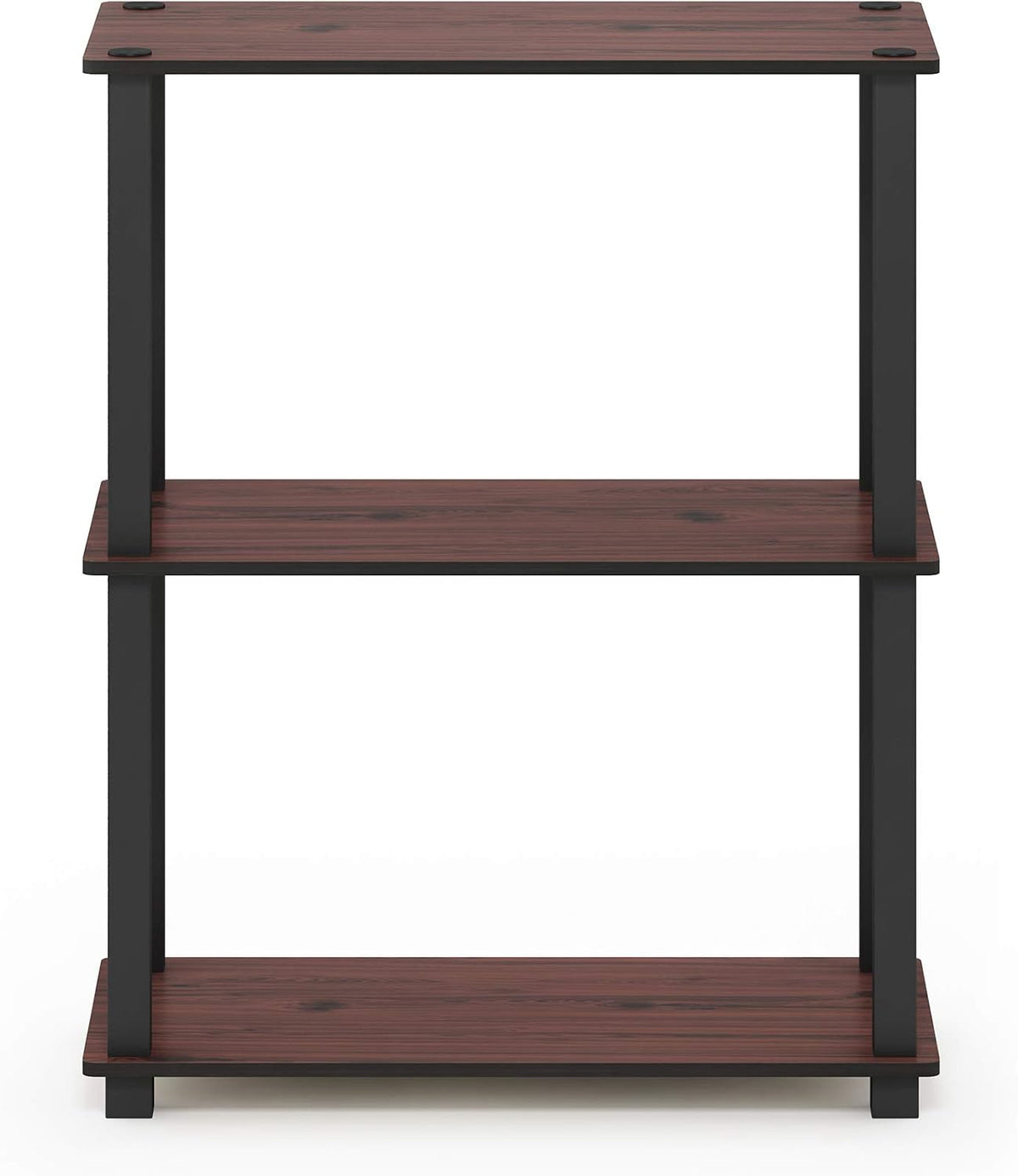 TURN-S-TUBE Storage Shelves, 3-Tier Book Shelf, Corner Shelf, Toolless Open Shelves, for Organization and Storage, Living Room, Garage, Home Office, Dark Cherry