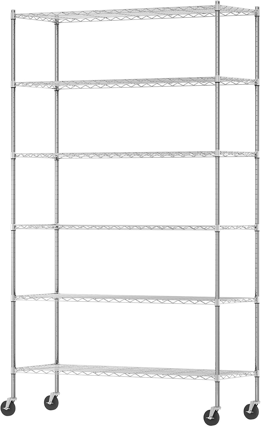 Wayar Metal Storage Shelf Rack, 6 Tiers, 48-Inch Taller, Stainless Steel