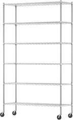 Wayar Metal Storage Shelf Rack, 6 Tiers, 48-Inch Taller, Stainless Steel