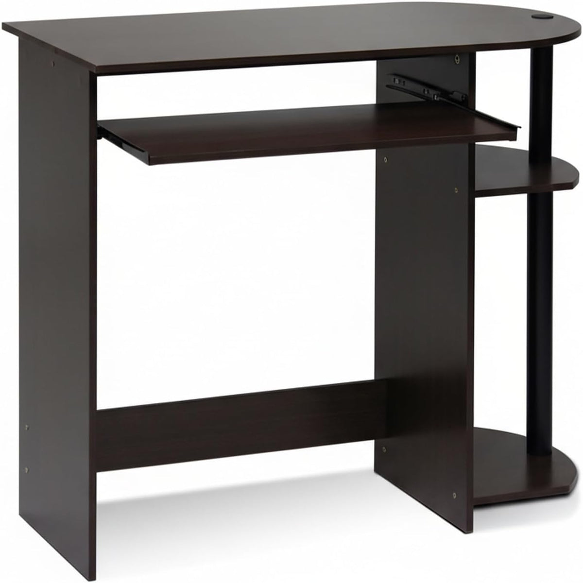 Simplistic Easy Assembly Computer Desk, With Keyboard Tray, Dark Brown/Black