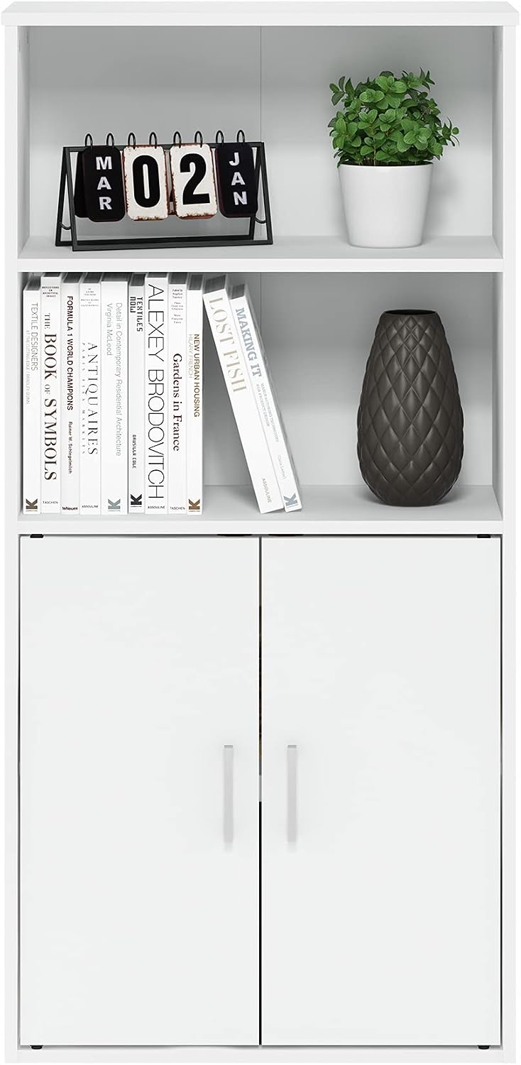 Pasir 4-Tier Storage Bookcase, Bookshelf, Multipurpose Shelf, White