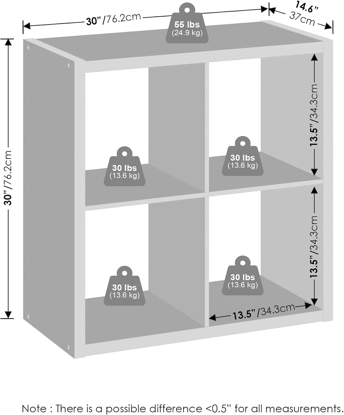 Cubic Extra Thick 4-Cube Closet Organizers and Storage, Light Grey