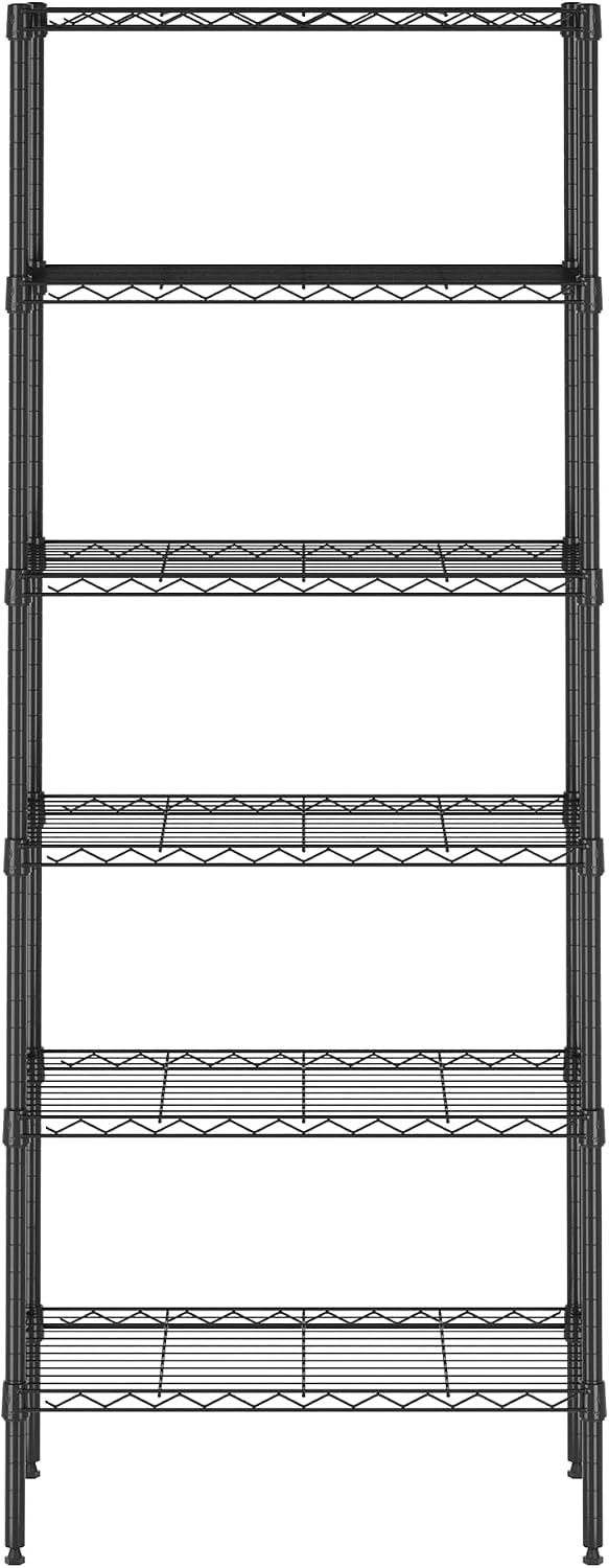 Wayar Metal Storage Shelf Rack, 6-Tier, 23 x 13 x 59, Black