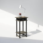 Turn-N-Tube Tall Nightstand with Bin, 1-Pack, Plastic Poles, French Oak/Black/Black
