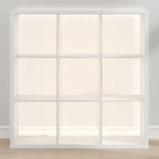 Cubicle Book Shelf with LED Lights, 9-Cube Bookshelf, Reversible Extra Thick Frame Bookcase, Display Storage Shelves, for Living Room, Bedroom, Home Office, White