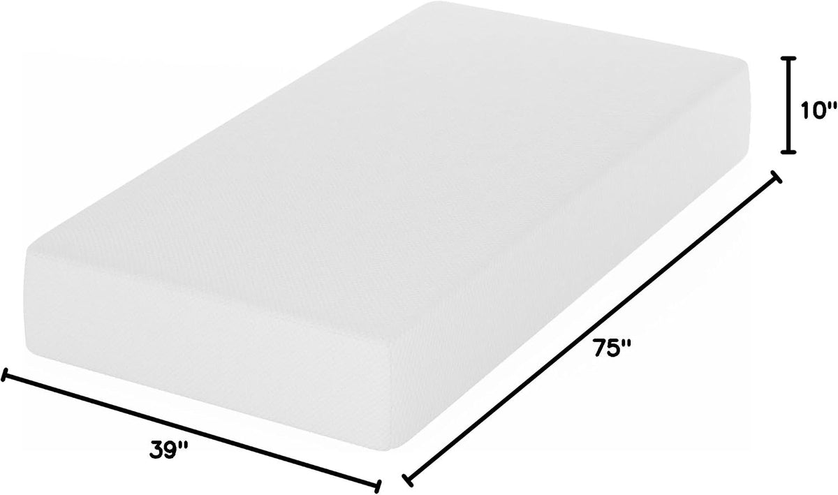 Tidur Cooling Gel Memory Foam Mattress, 10 Inch, Twin, White