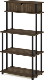 Turn-N-Tube Kitchen Storage Shelf with Top Cabinet for Kitchen, Dining Room and Home Office, Columbia Walnut/Black