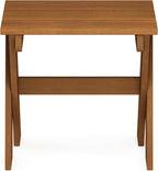 Compact Patio Table with X-Leg, Easy Assembly, Natural